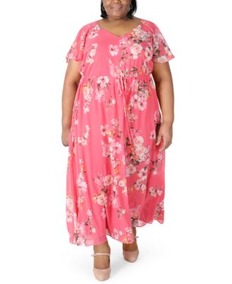 Robbie Bee Plus Size Flutter-Sleeve Maxi Dress - Macy's