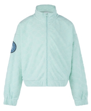 Guess Kids' Big Girls Friends With You Collaboration Luscious Loop Terry Cloud Jacquard Pattern Jacket In Blue