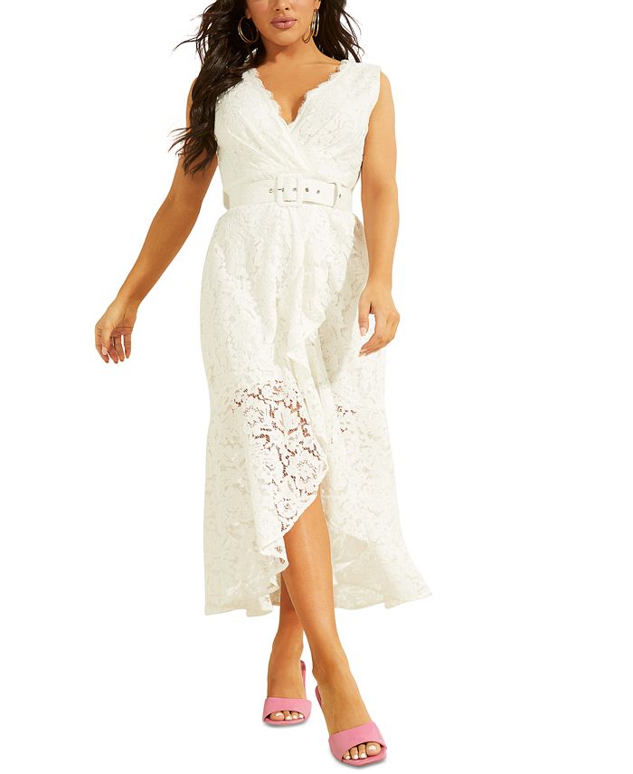GUESS Randa Belted HighLow Lace Dress & Reviews Dresses Women Macy's