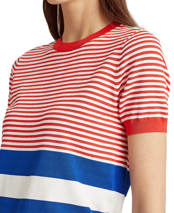 lauren ralph lauren striped short sleeve sweater