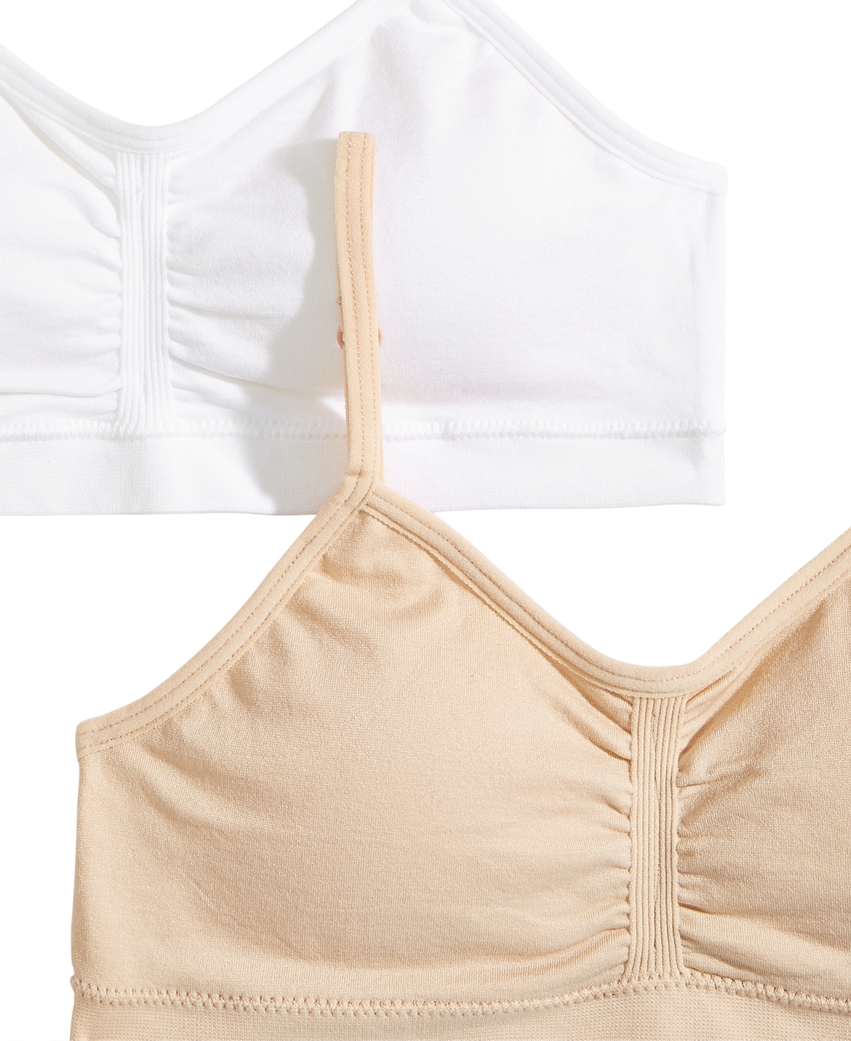 Maidenform Little & Big Girls 2-Pack Seamless Ruched Bras -white