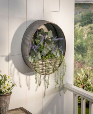 Hanging Round Galvanized Metal Wall Planter