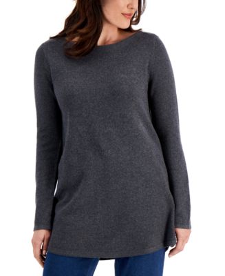 Karen Scott Womens Curved Hem Sweater White Size Medium