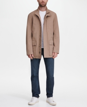 Cole Haan Men's Stand Collar Rain Jacket In Dark Beige