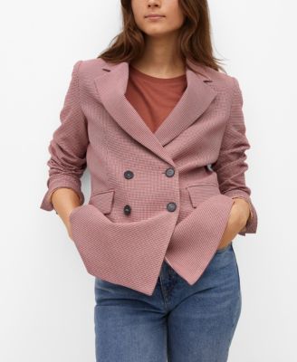 MANGO Houndstooth Wool-Blend Blazer - Macy's