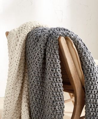 DKNY PURE Cotton Chunky Knit Throw