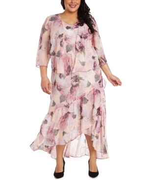 R & M Richards Plus Size Printed Chiffon Dress & Jacket