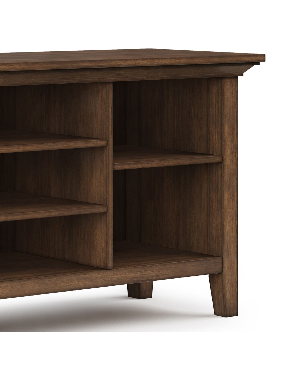 Shop Simpli Home Redmond Solid Wood Tv Media Stand With Open Shelves In Rustic Natural Brown