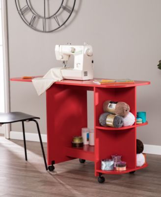 Southern Enterprises Sil Expandable Rolling Sewing Table, Craft Station - Universal Style