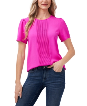Cece Pleat Front Top In Magenta Glow
