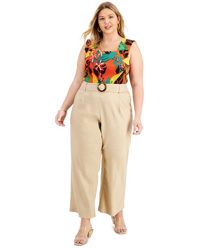INC International Concepts Women's  Embellished Wide Leg Evening Pants Beige Size Large