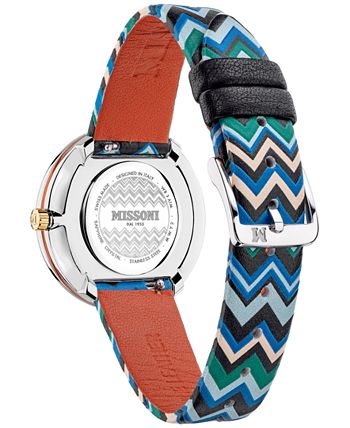 Missoni - Women's Swiss M1 Blue Zigzag Leather Strap Watch 34mm