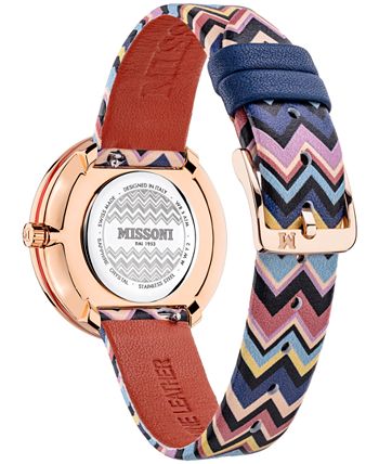 Missoni - Women's Swiss M1 Multicolor Zigzag Leather Strap Watch 34mm