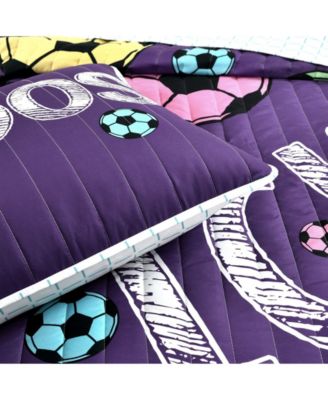 Kids Girls Soccer Kick 4-Pc. Quilt Set, Twin/Twin XL