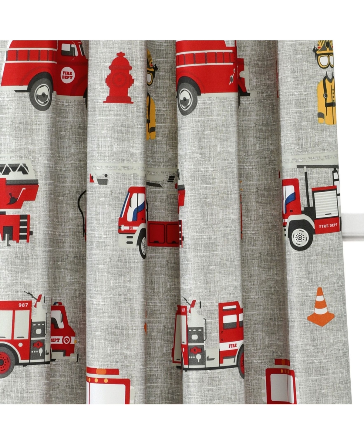 Lush Decor Kids Fire Truck Window Curtain Panels Set, 84" x 52"