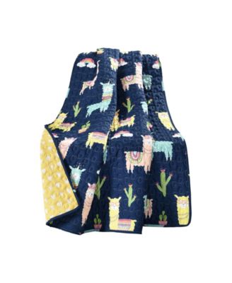 Shop Lush Decor Southwest Llama Cactus Quilt Collection In Navy,yellow