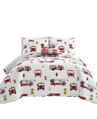 Lush Decor Make A Wish Fire Truck Bedding Collection In Red,gray