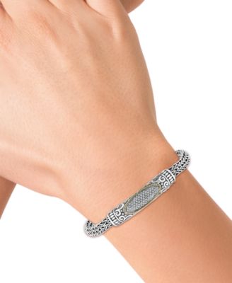 EFFY Collection EFFY® Diamond Cluster Woven Link Bracelet (1/3 ct. t.w.) in Sterling Silver & 18k Gold