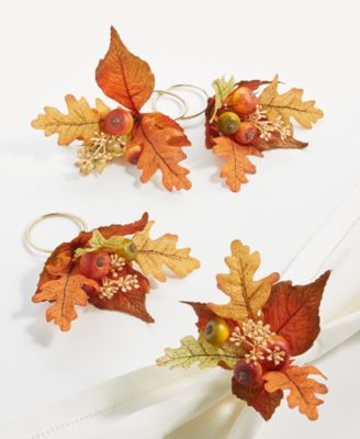 Martha Stewart Collection - Harvest Floral Napkin Rings, Set of 4, Created for Macy's