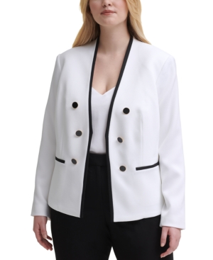 Calvin Klein Plus Size Contrast-Trim Blazer