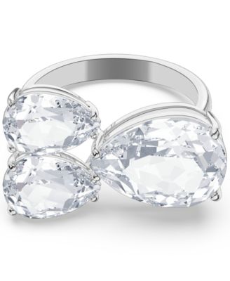 Swarovski - Silver-Tone Crystal Teardrop Statement Ring
