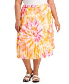 Plus Size Printed Pleated Skirt