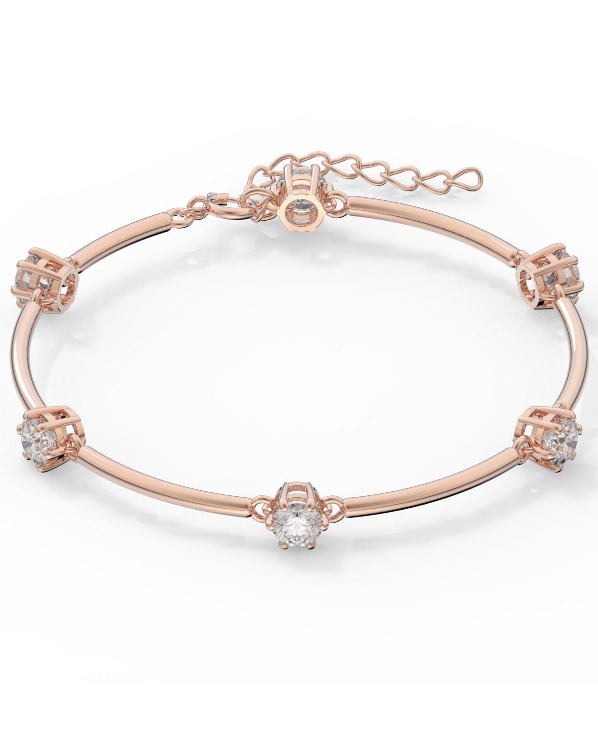 Shop Swarovski Rose Gold-tone Crystal Station Bangle Bracelet