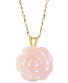 Pink Mother-of-Pearl Rose 18" Pendant Necklace in 10k Gold