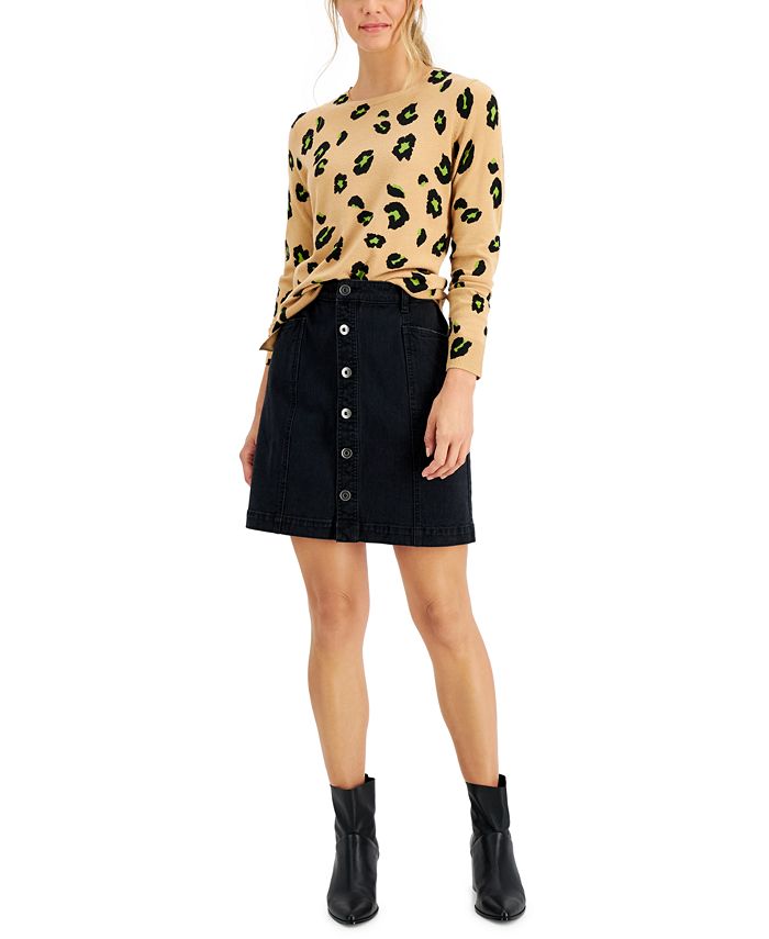 Button front top skirt petite