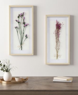 Avant Garden 2 Piece Floral Natural Shadowbox Set, 12" x 24"