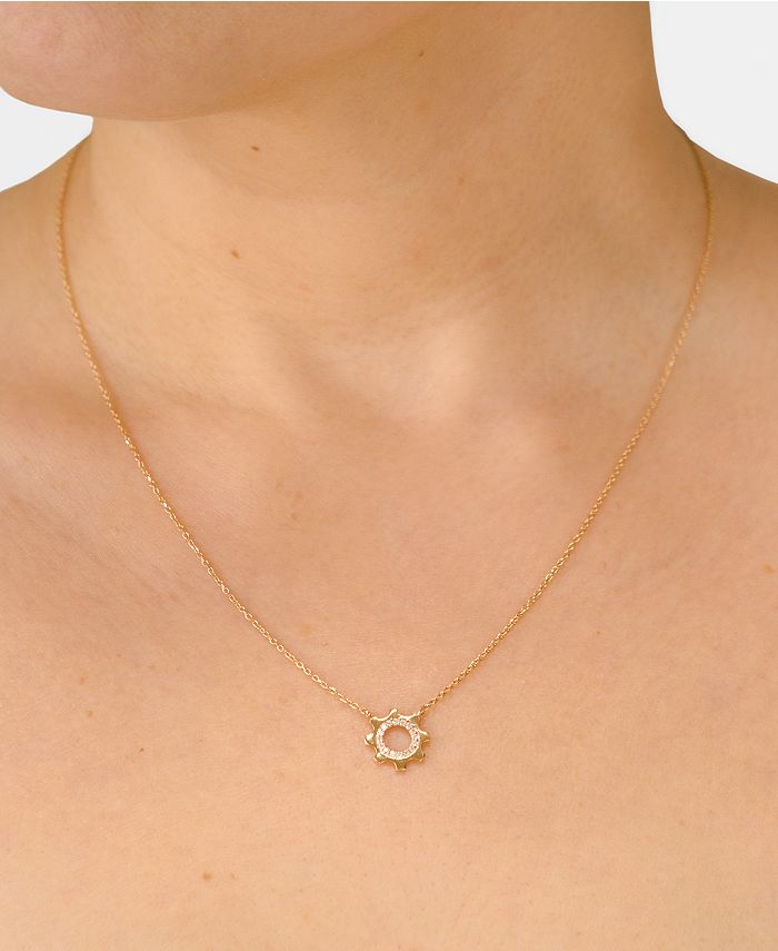 Jac + Jo by Anzie - Diamond Cog Pendant Necklace (1/10 ct. t.w.) in 14k Gold, 16" + 1" extender