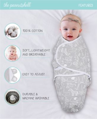 Baby Boys Newborn Swaddles Girls, 3 Pack Set, Grey Safari Sky