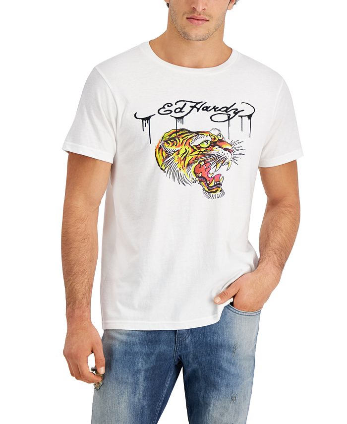 Ed Hardy Men's Retro Tiger Logo Graphic T-Shirt & Reviews - T-Shirts ...