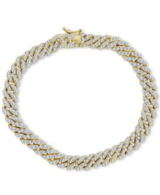 Macy's - Diamond Pav&eacute; Curb Link Bracelet (2 ct. t.w.) in 10k Gold & Rhodium-Plate