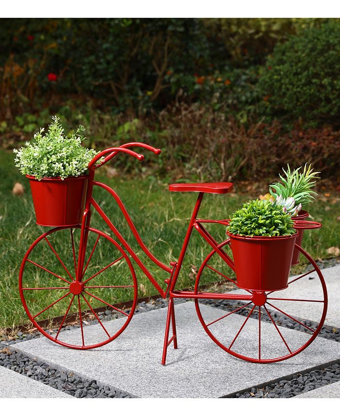 Glitzhome Oversized Metal Bicycle Plant Stand Macy's
