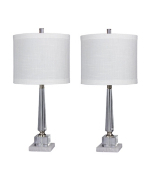 Fangio Lighting Tapered Table Lamps, Set Of 2 In Clear With Snow Marble