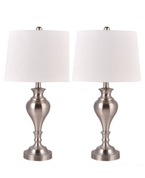 Fangio Lighting Table Lamps With Usb Port, Set Of 2 In Brushed Steel