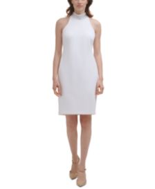 Embellished-Neck Sheath Dress  