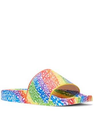 rainbow michael kors slides