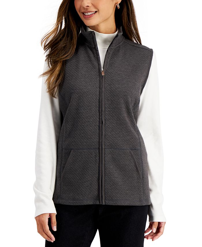 Karen Scott Women's Quilted Fleece Vest, Created for Macy's - Macy's