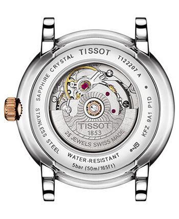 Tissot - Women's Swiss Automatic Carson Diamond (1/20 ct. t.w.) Rose Gold & Stainless Steel Bracelet Watch 30mm