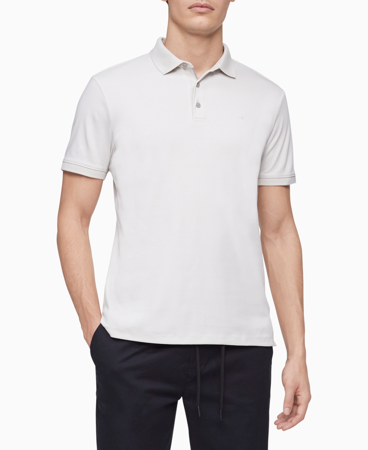 Calvin Klein Liquid Touch Dusty Olive Striped Golf Polo Shirt Mens