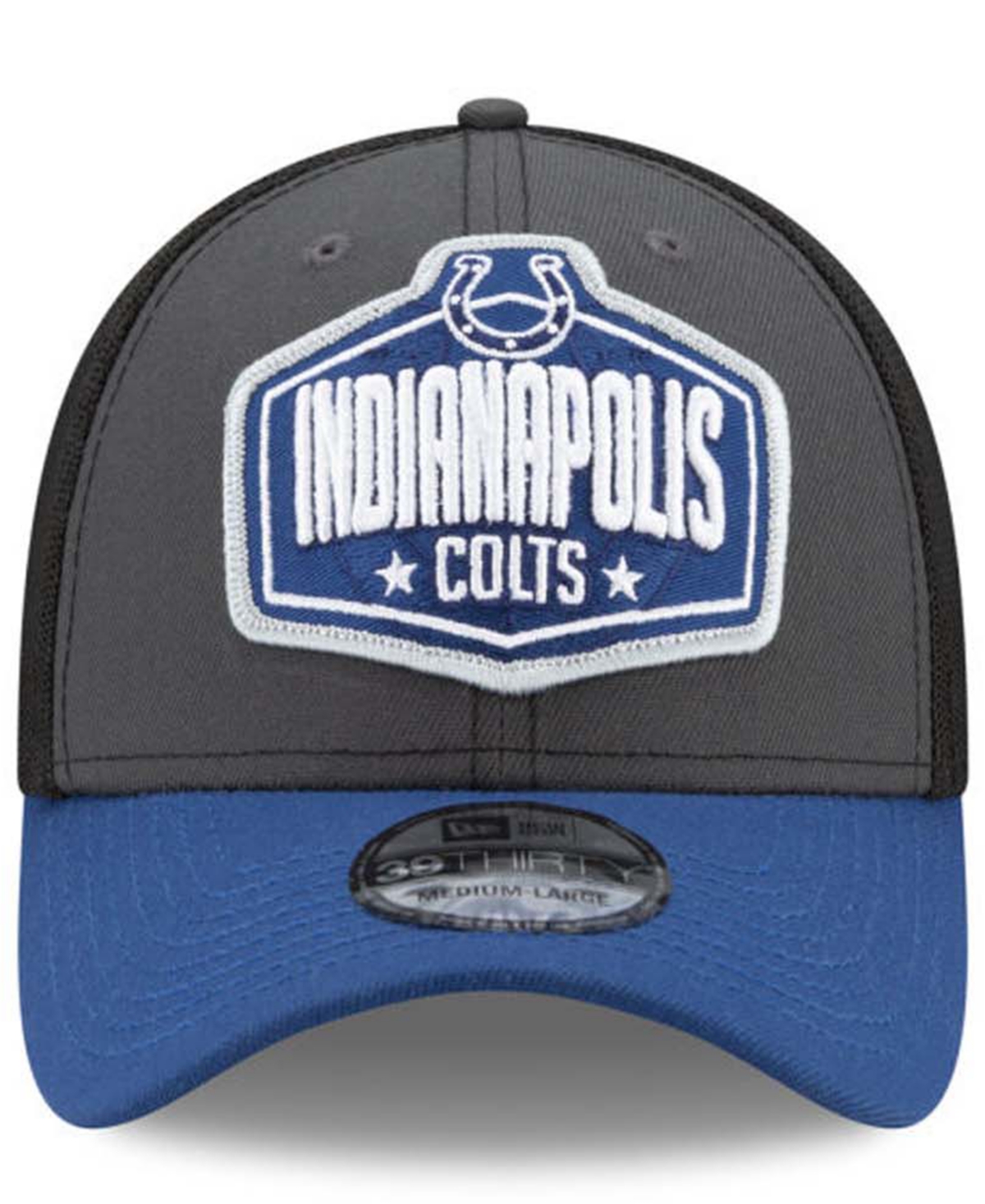 Shop New Era Indianapolis Colts 2021 Draft 39thirty Cap In Graphite,black,royalblue