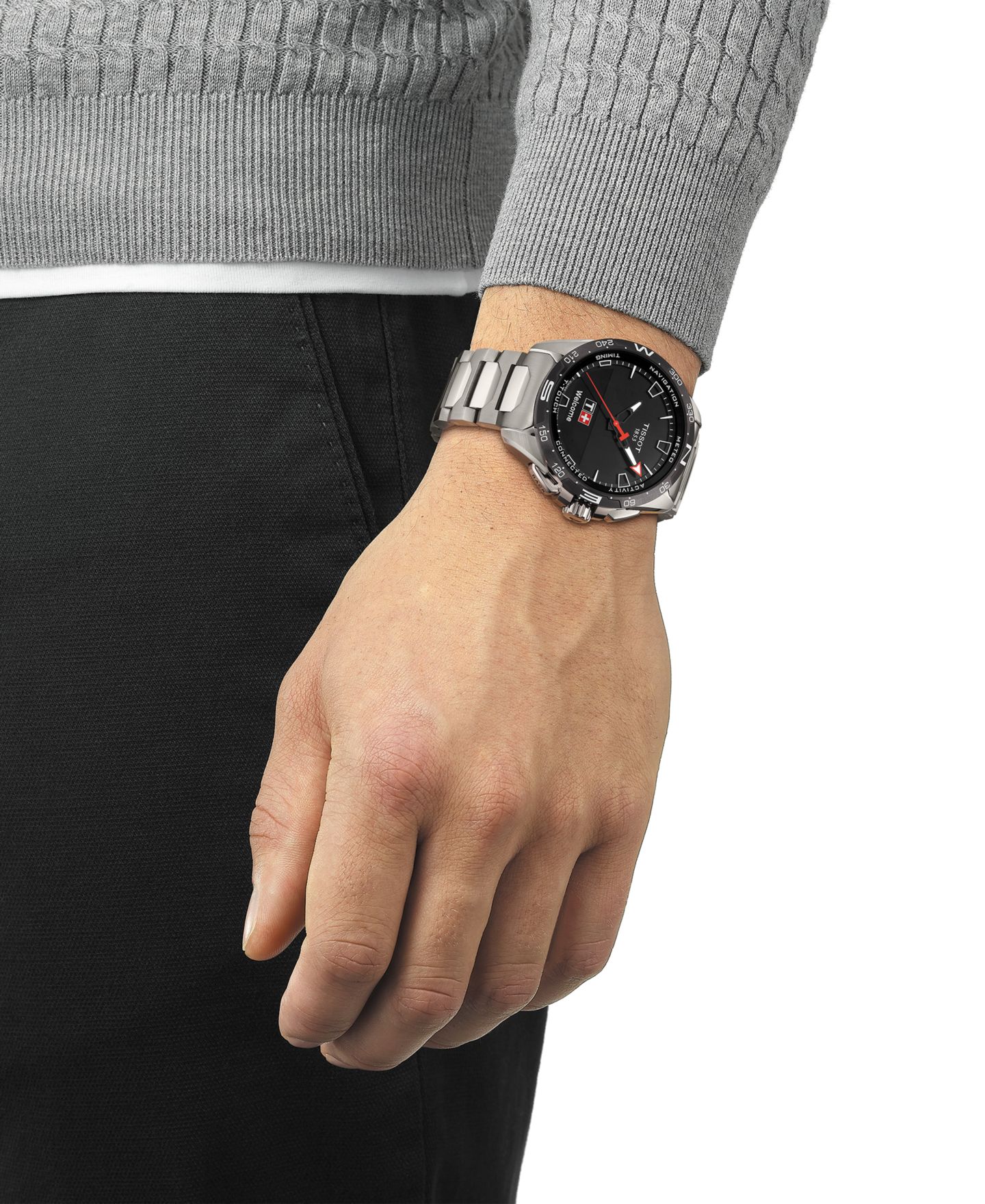 Мужские часы Tissot Swiss T-Touch Connect Solar Titanium Bracelet Smart Watch 48mm — фото 12