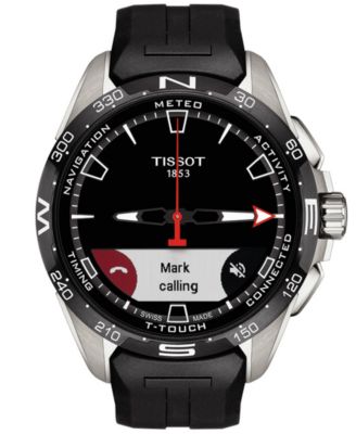 Men's Swiss T-Touch Connect Solar Black Rubber Strap Smart Watch 48mm
