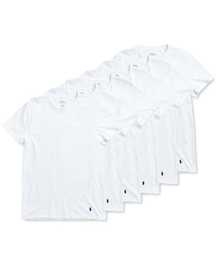 Polo Ralph Lauren Men's 5 pack +1 Bonus Solid Crewneck Undershirts - Macy's