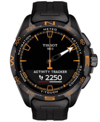 Men's Swiss T-Touch Connect Solar Black Rubber Strap Smart Watch 48mm