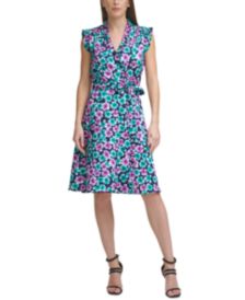 Printed Faux-Wrap Dress