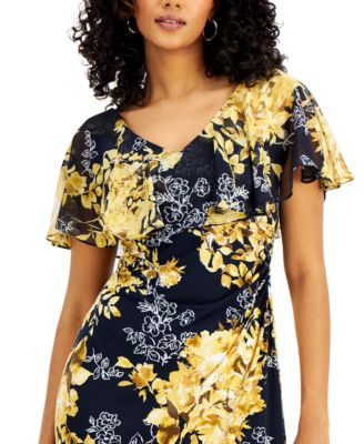 Robe Connected Femme - Petite Taille 4P, Noir Et Bleu Floral, Sans Manches, Neuve Avec étiquettes