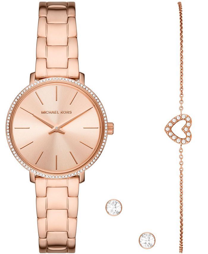 Michael Kors Women's Pyper Rose Stainless Bracelet Watch 32mm Gift Set & -